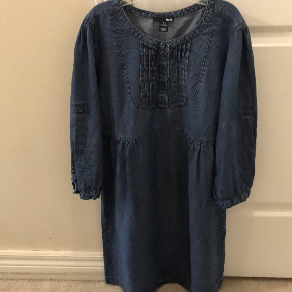 Blue denim top.